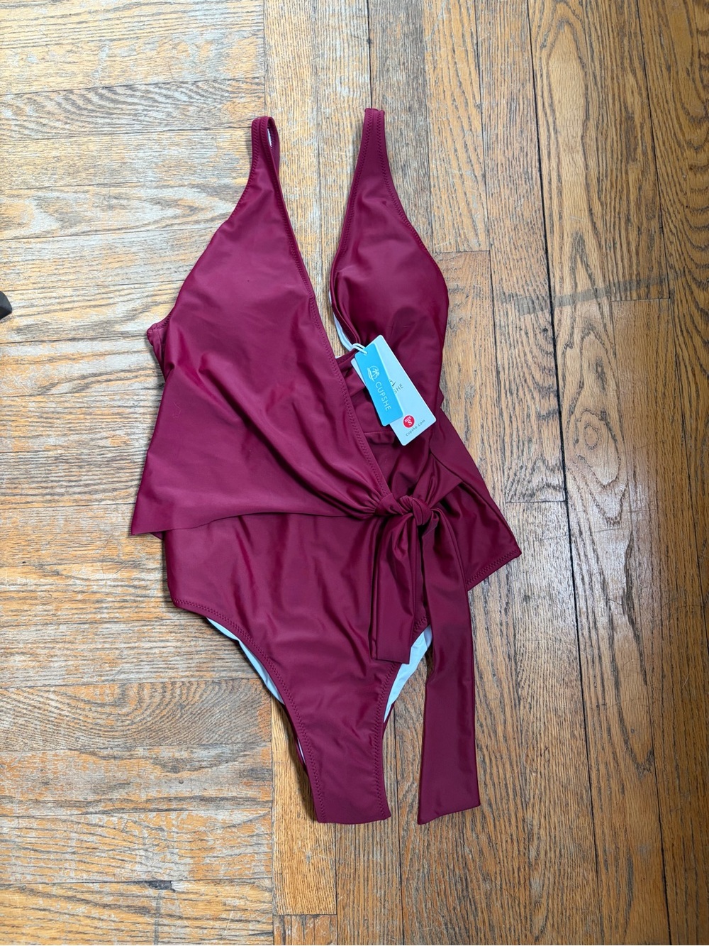 Cupshe Deep Burgundy One-Piece Swimsuit with Side Tie